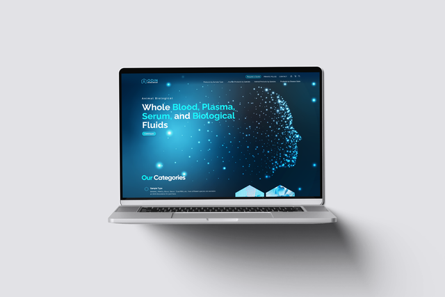 ODIN Bioscience website homepage displayed on a laptop with a blue scientific visual theme